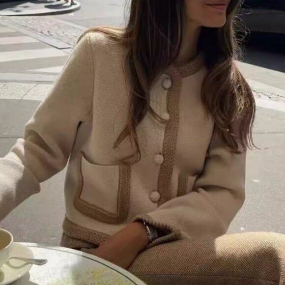 BEST Sezane Auguste Jacket Cardigan Vanille Biscuit French Wool Causal Classic - Picture 4 of 10